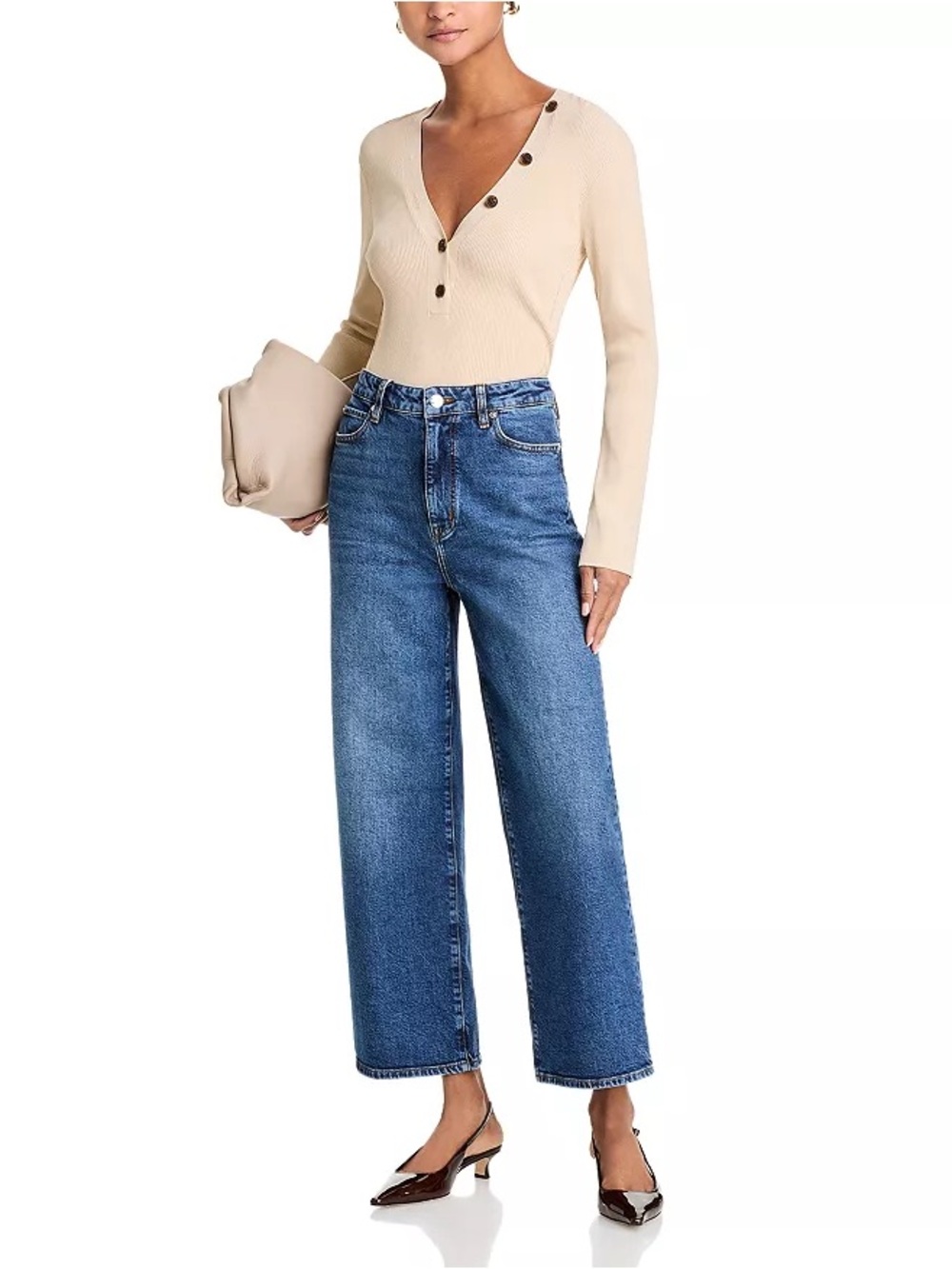 FRAME • the Wide jeans in Rival wash - size 27 high rise cropped wide leg